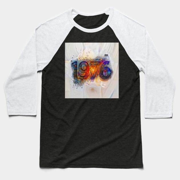 Year 1976 in Light and Color: A Stellar Memory Baseball T-Shirt by Creative Art Universe